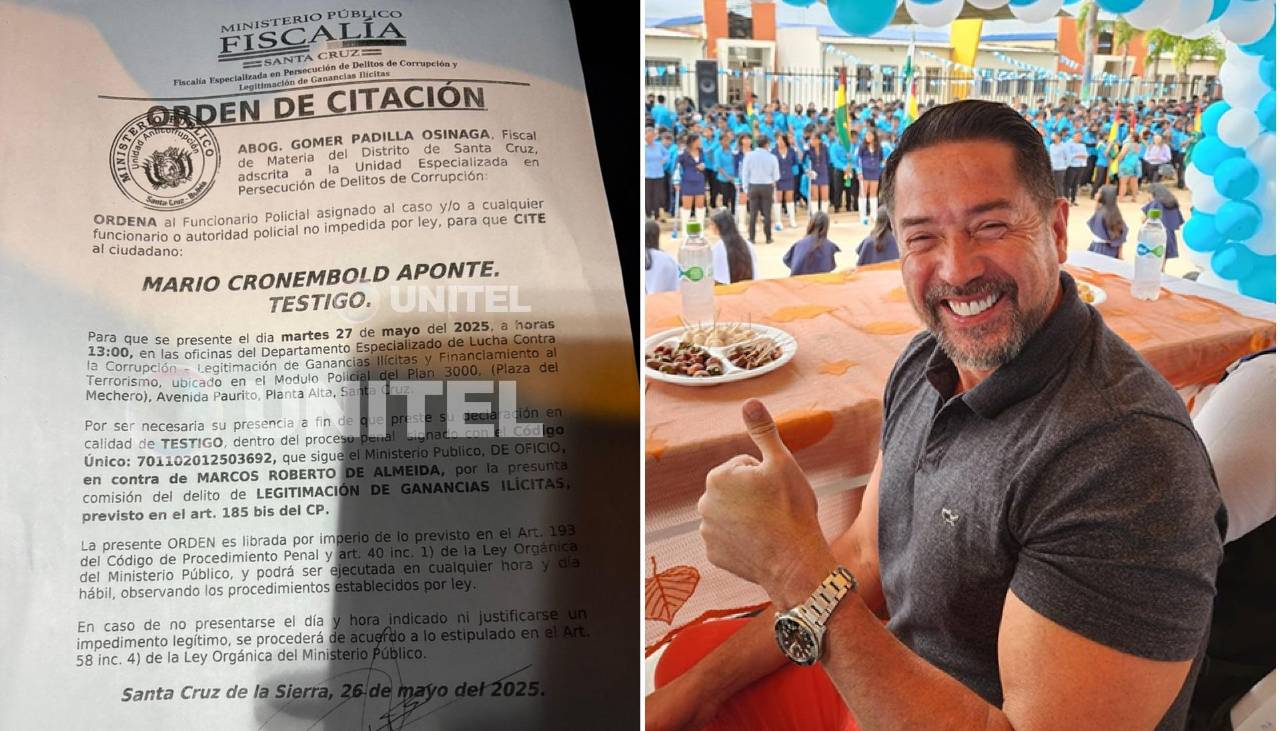 Fiscalía cita a declarar como testigo a Mario Cronenbold por el caso ‘Tuta’