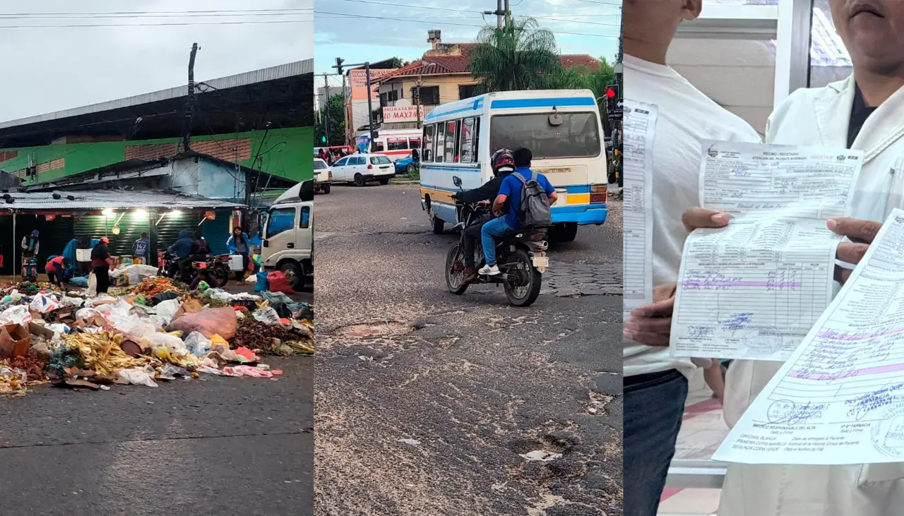 Santa Cruz en caos por los baches, basura en las calles, paros de salud y sin desayuno escolar