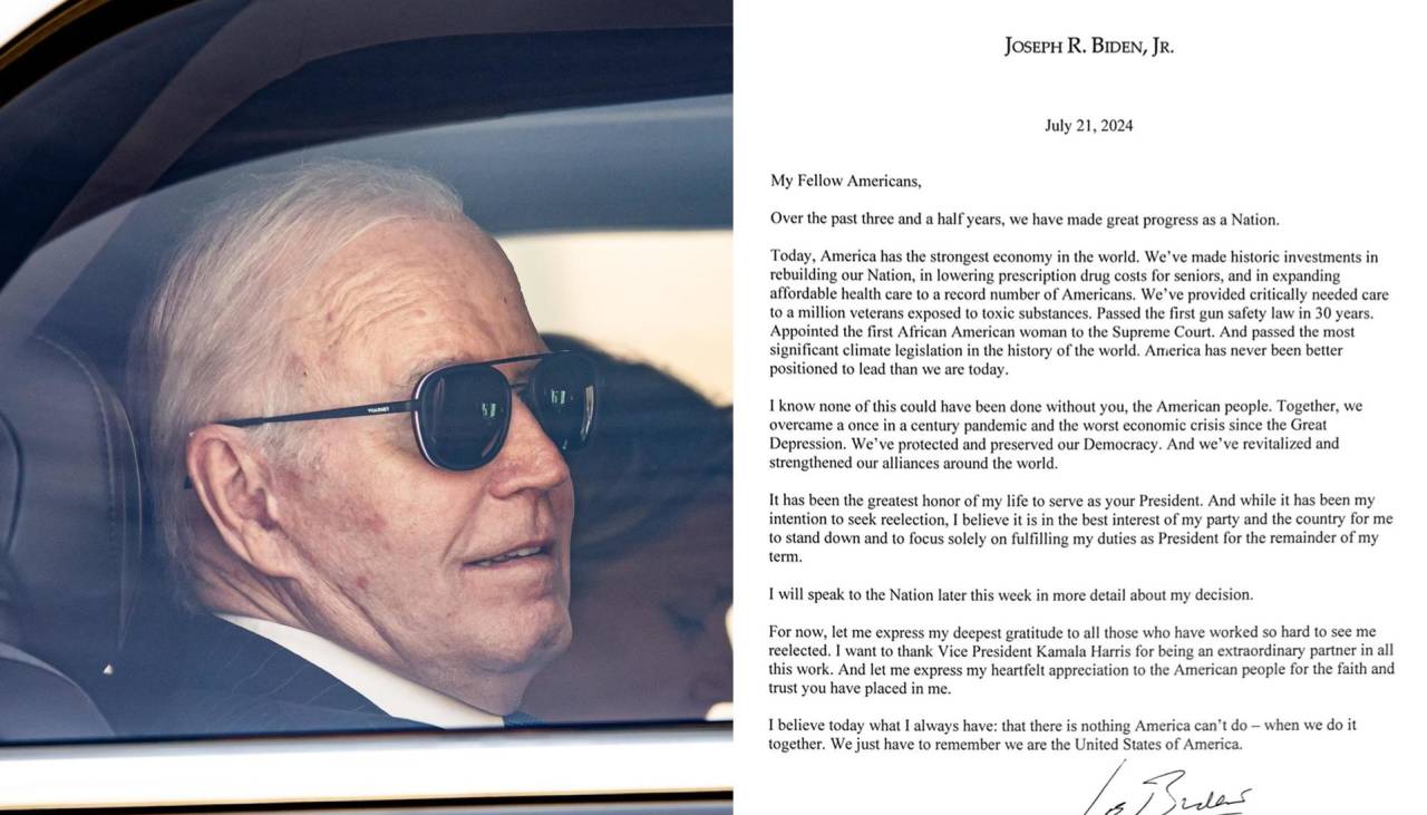 Lee la carta con la que Biden anunció su retirada de la carrera electoral en EEUU