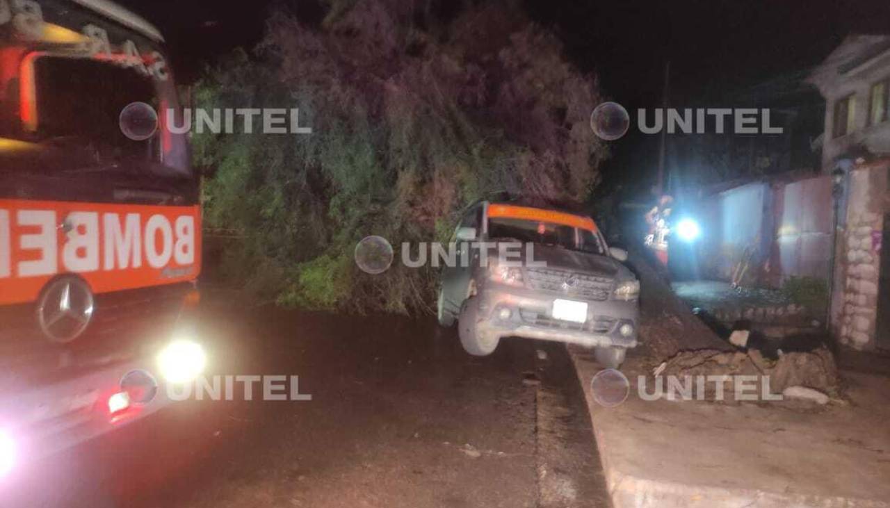 Un accidente de tránsito y un árbol caído sobre un vehículo, el saldo que dejó una tormenta eléctrica en Cochabamba 