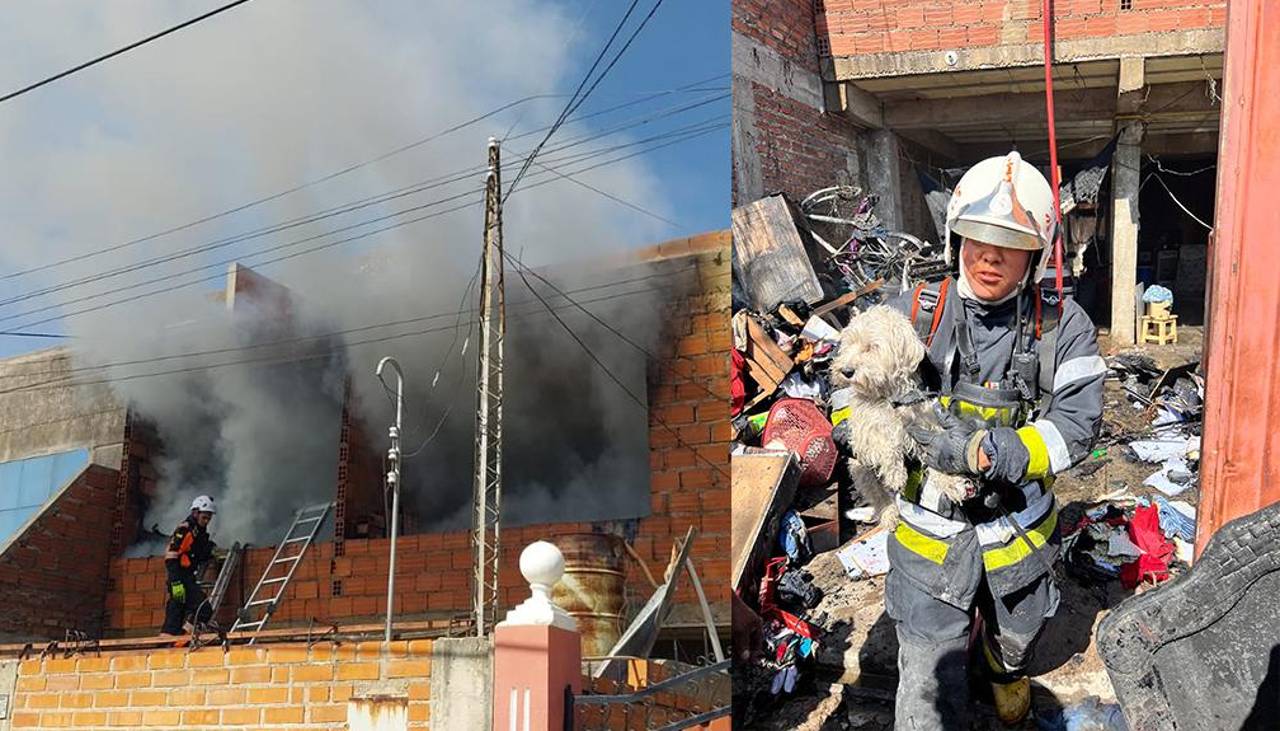 Rescatan a una familia y sus mascotas de un incendio en Cochabamba 