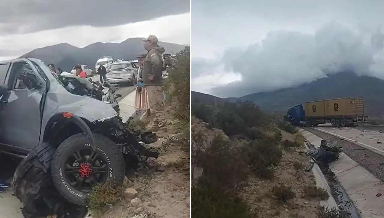 Colisión entre un tráiler y una camioneta deja un saldo de dos fallecidos en la ruta a Chile