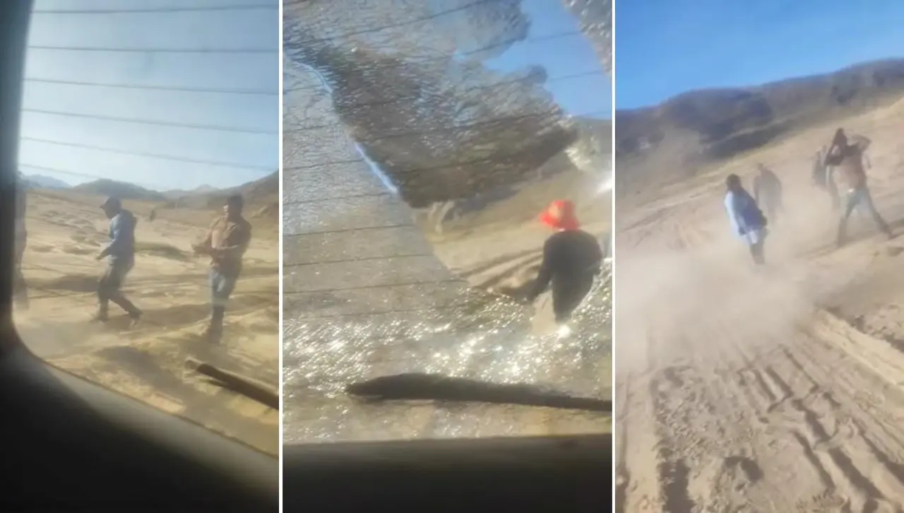 “¡Hay niños aquí!” Bloqueadores evistas apedrean un vehículo y golpean al chofer, en la ruta Oruro - Potosí