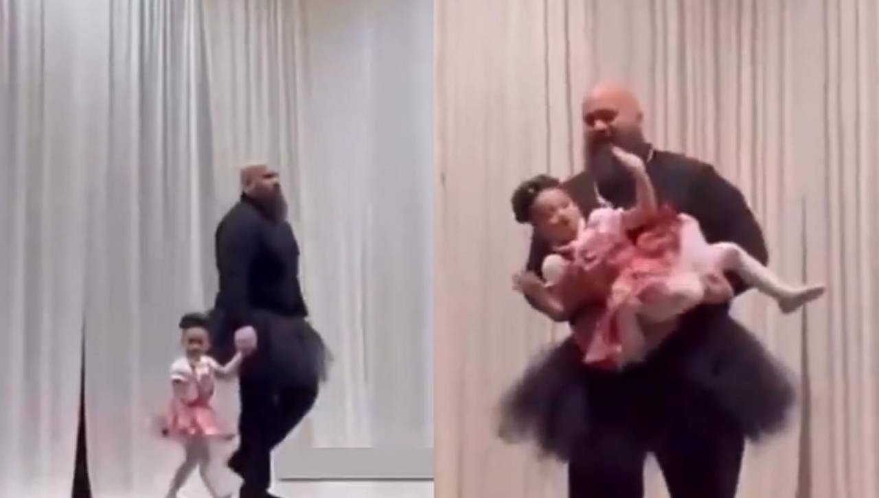 ¡Sorprendente! Un papá viste tutú para no dejar sola a su hija en su presentación de ballet