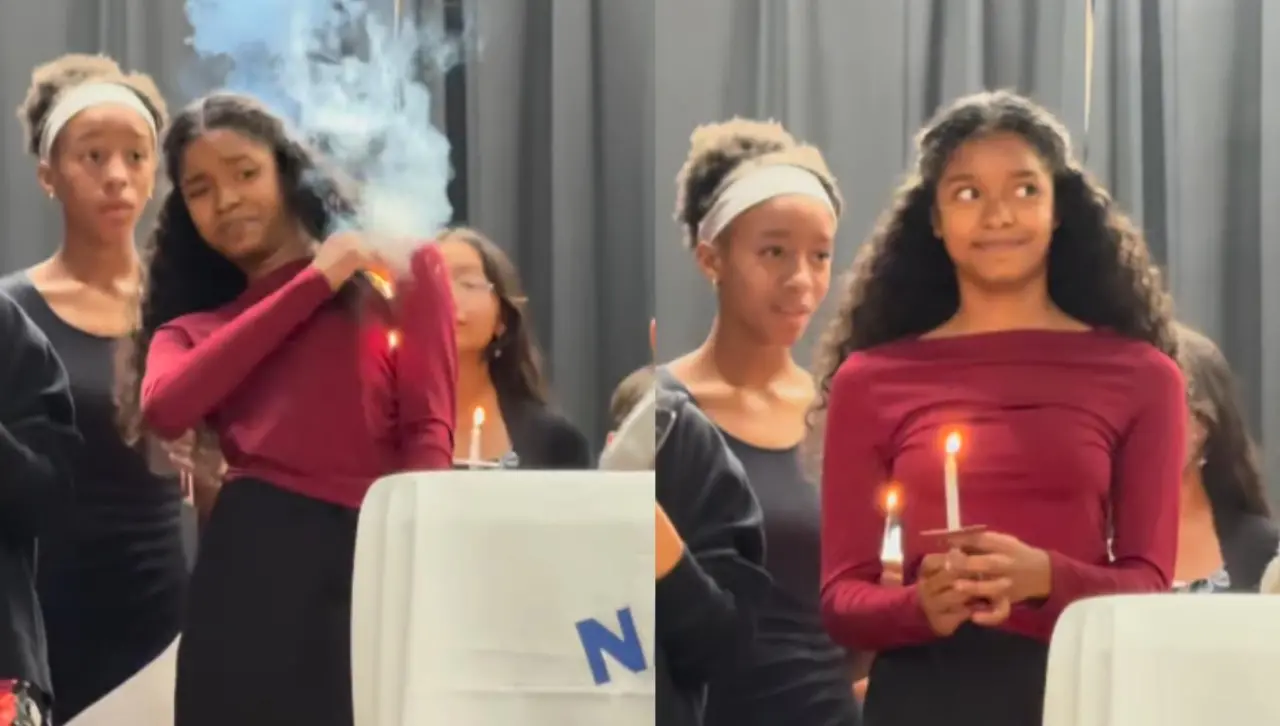 Video: Adolescente hace gala de sus ‘nervios de acero’ cuando comienza a quemarse su cabello