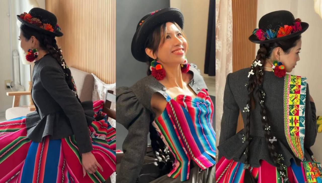 Arisa Onaga conquista las pasarelas en Tokio con diseño inspirado en las ‘Cholitas bolivianas’