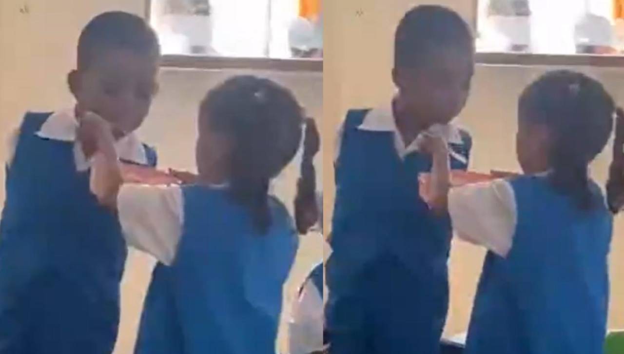 Video: niña emociona al ayudar a merendar a su compañero en el aula