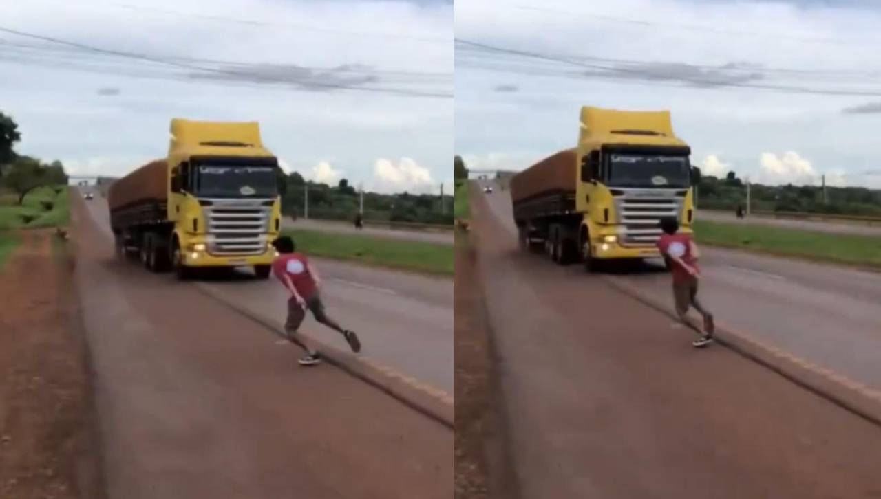 Joven expone su vida al pararse frente a camiones en la carretera; fue aprehendido