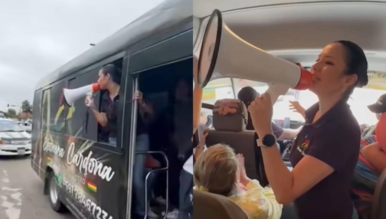 Video: La cantante Eleonora Cardona ofreció transporte gratis a la población cruceña durante el paro de micros