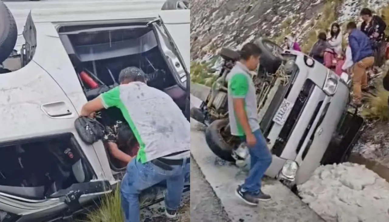 “¡Has corrido, casi nos matas!”: Un minibús se vuelca en la Cumbre y pasajeros denuncian exceso de velocidad