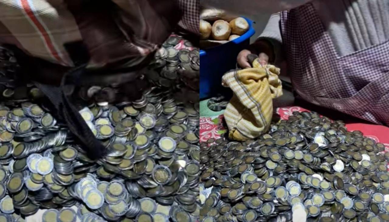 “Mis ahorros de todo el año”: mujer sorprende al mostrar una gran cantidad de monedas Bs 5