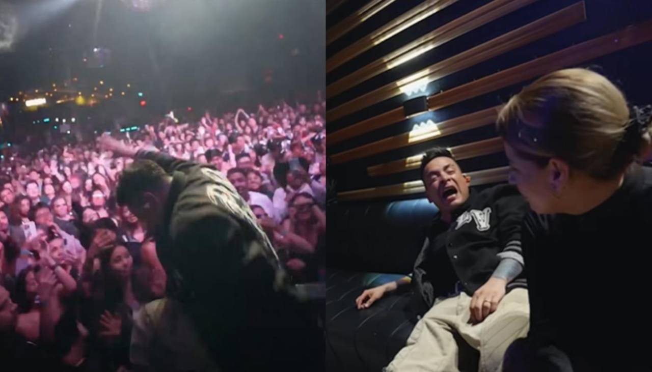 Video: Luis Vega cae en pleno concierto y la reacción de su esposa es épica