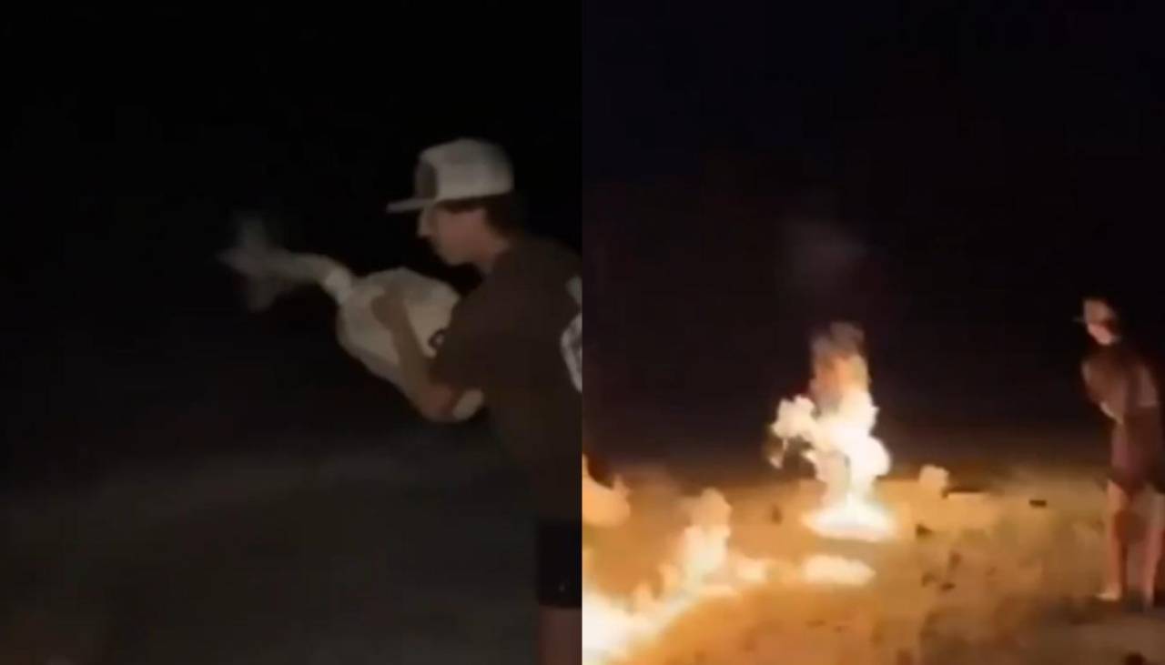 Imágenes impactantes: Adolescente rocía gasolina a una fogata y las llamas alcanzan a su amigo