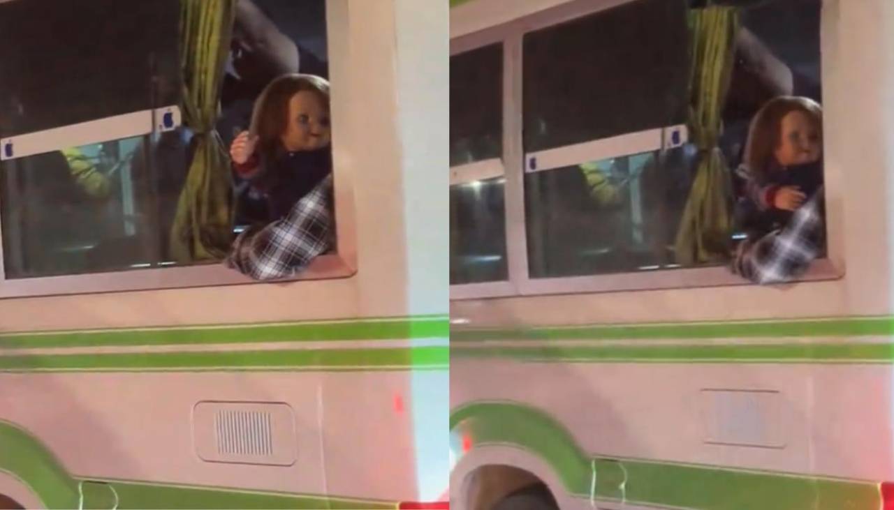 ¡Chucky rumbo a El torno! el famoso muñeco sorprendió a pasajeros 