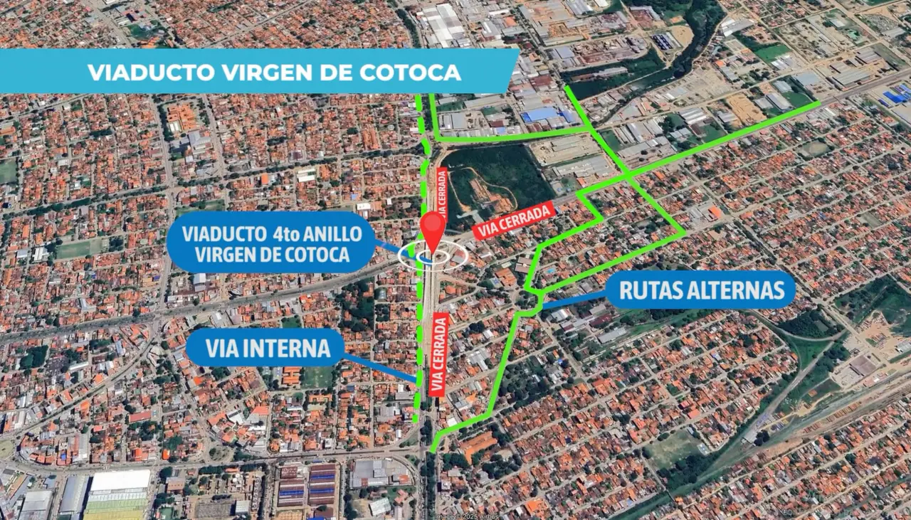 Este viernes se inaugura el Viaducto de la Virgen de Cotoca, habrá cierre de calles y desvíos