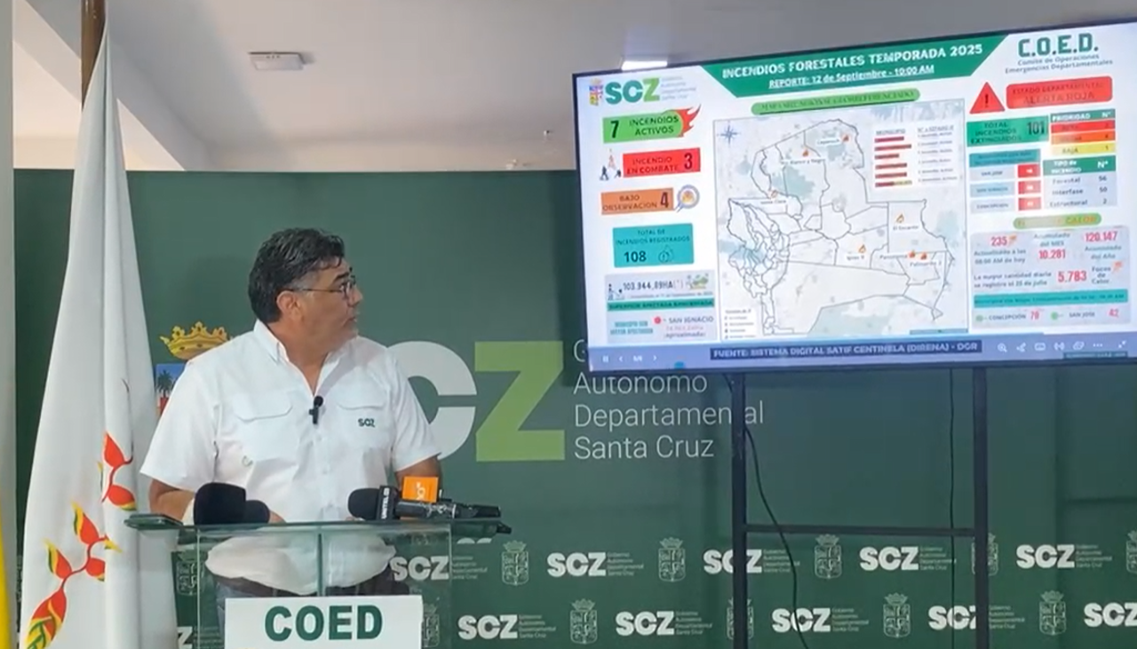 Gobernación de Santa Cruz declara emergencia departamental por los incendios forestales