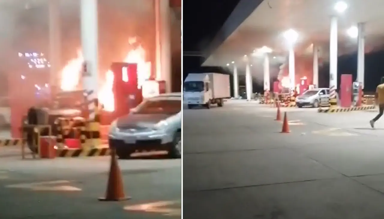 Video: Reportan explosión de un vehículo en un surtidor de Portachuelo