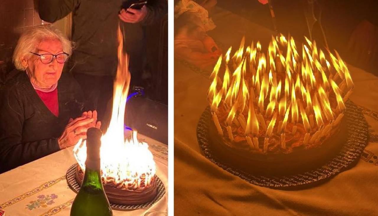 Insólito: Abuelita celebraba su cumpleaños y su torta terminó ardiendo en llamas 