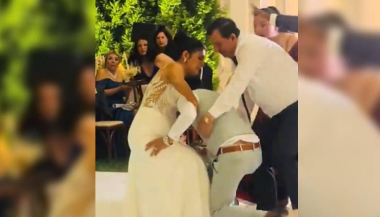 Novio cae al piso en pleno baile con la novia y el final es épico e inesperado