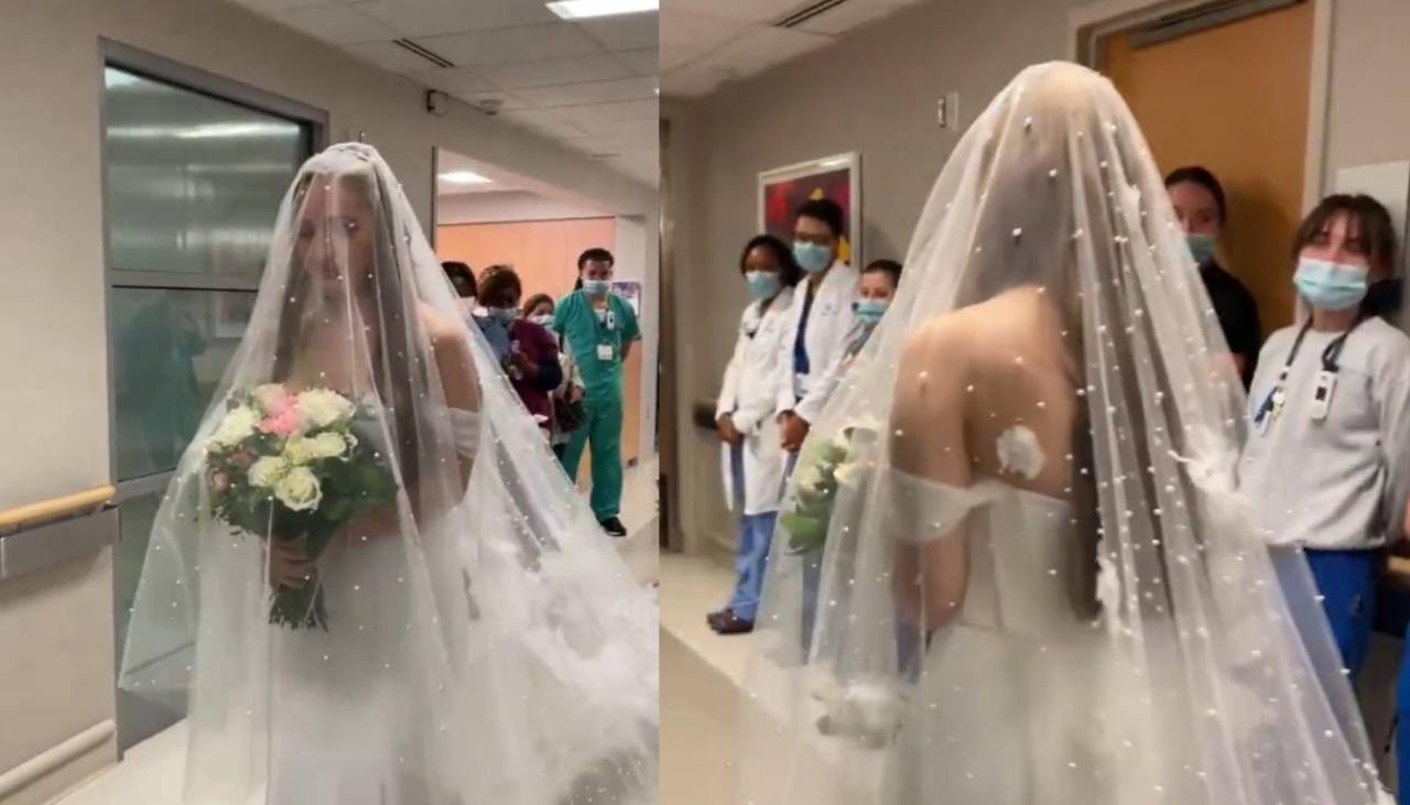 Video: Se casó en un hospital para que su padre con cáncer terminal pudiera verla