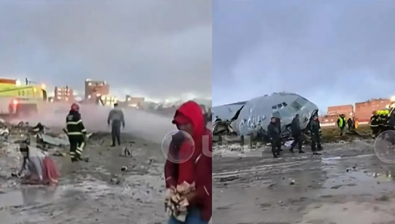El avión militar accidentado en El Alto transportaba dinero que quedó esparcido en la zona