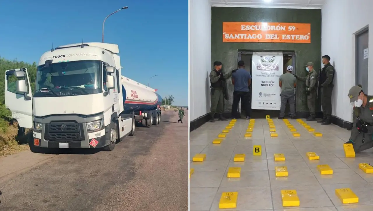 Cisterna con placa boliviana cae en Argentina con casi 47 kilos de cocaína 