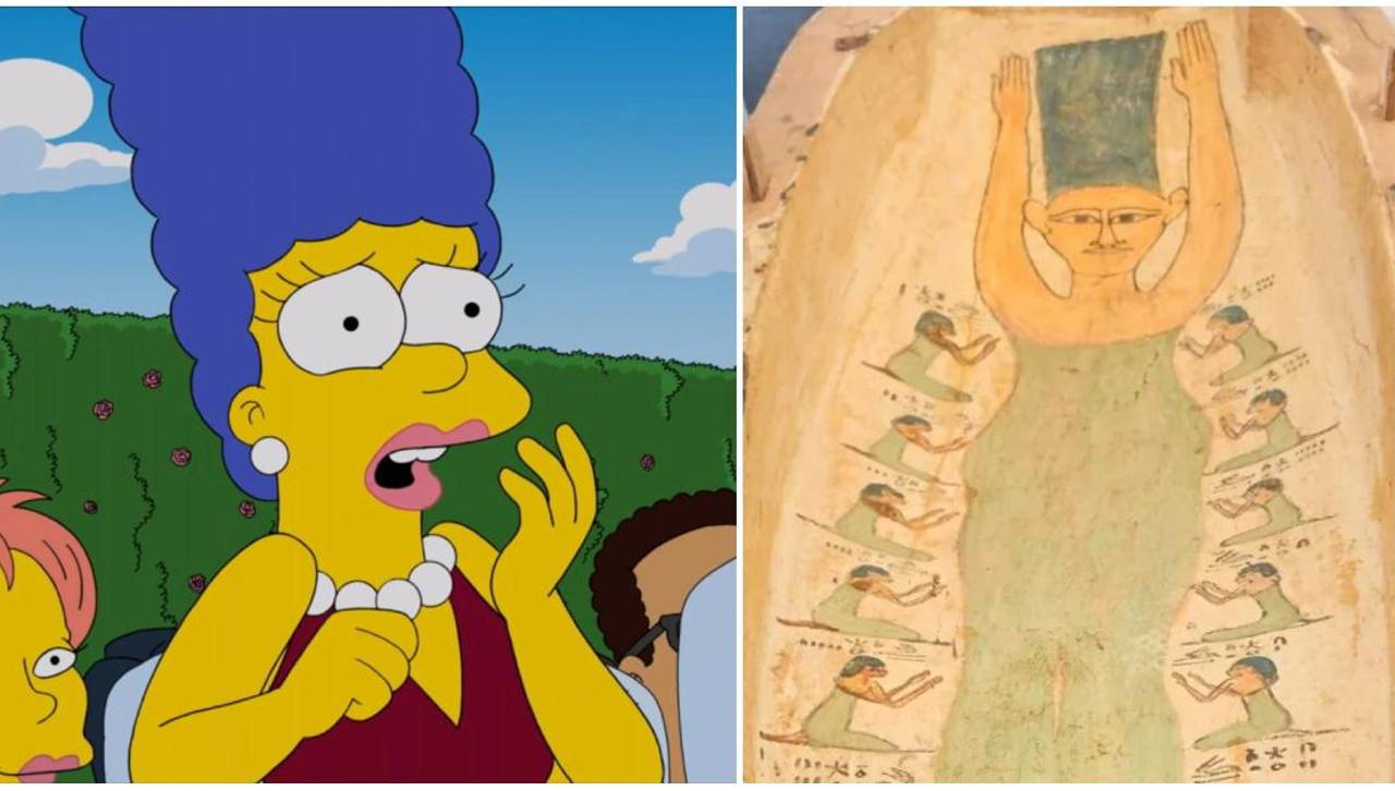 ¿Marge Simpson en el Antiguo Egipto? Descubrieron un sarcófago de 3.500 años con una imagen muy peculiar