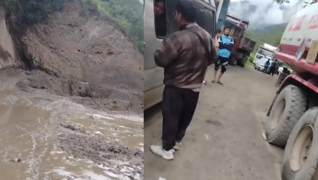 La Paz: Mazamorra en la carretera Asunta–Chulumani deja la ruta intransitable y varios vehículos parados