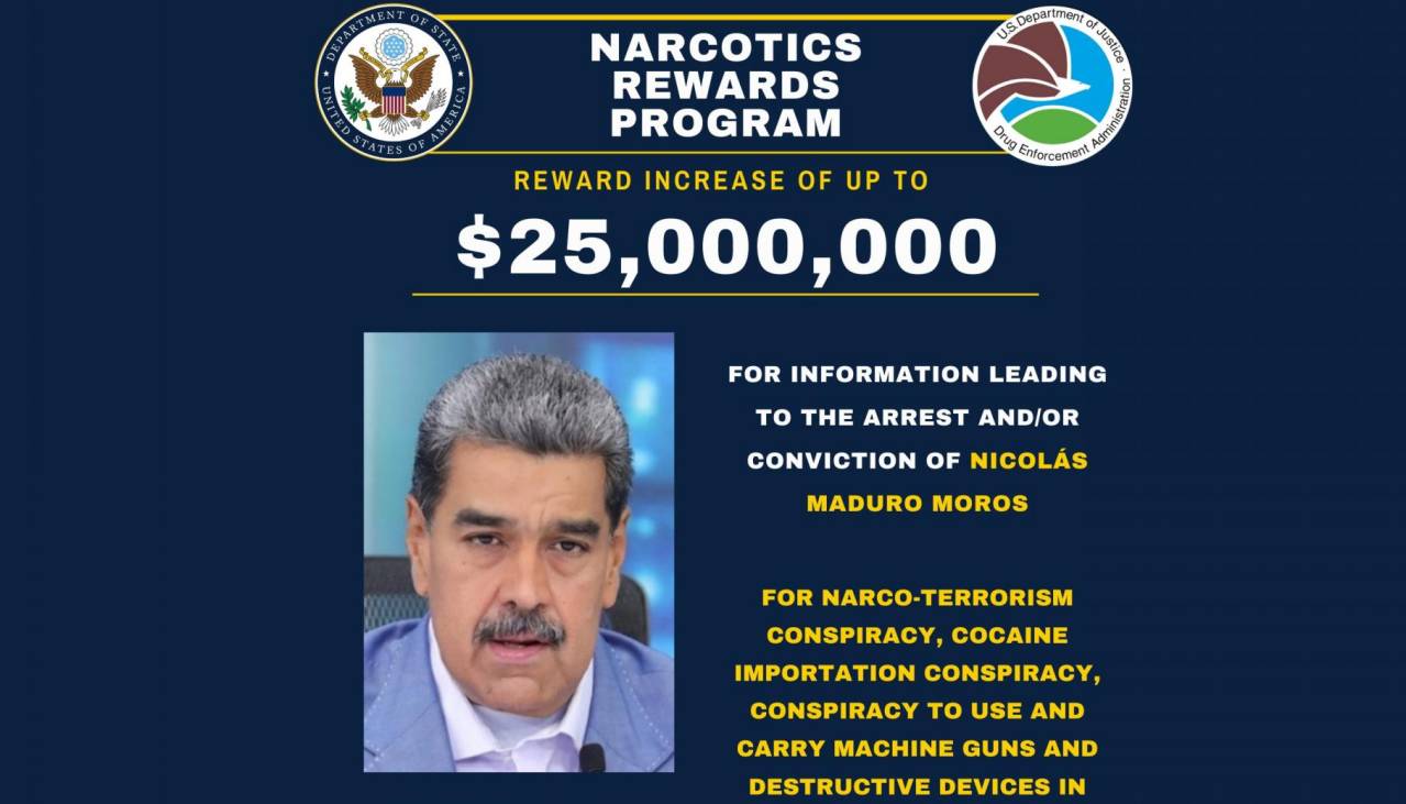 EEUU sube a $us 25 millones la recompensa por la captura de Maduro y su ministro del Interior 