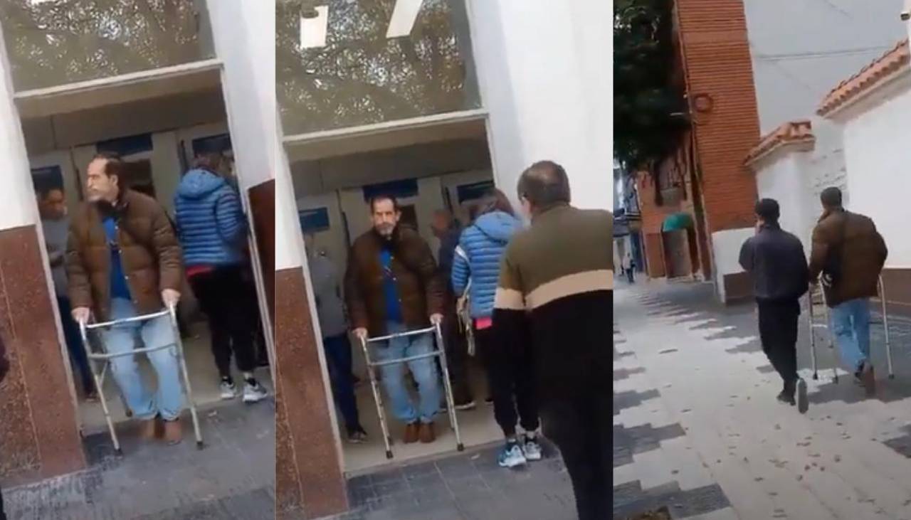 Video: Hombre finge discapacidad para ser atendido rápido en un banco y queda al descubierto