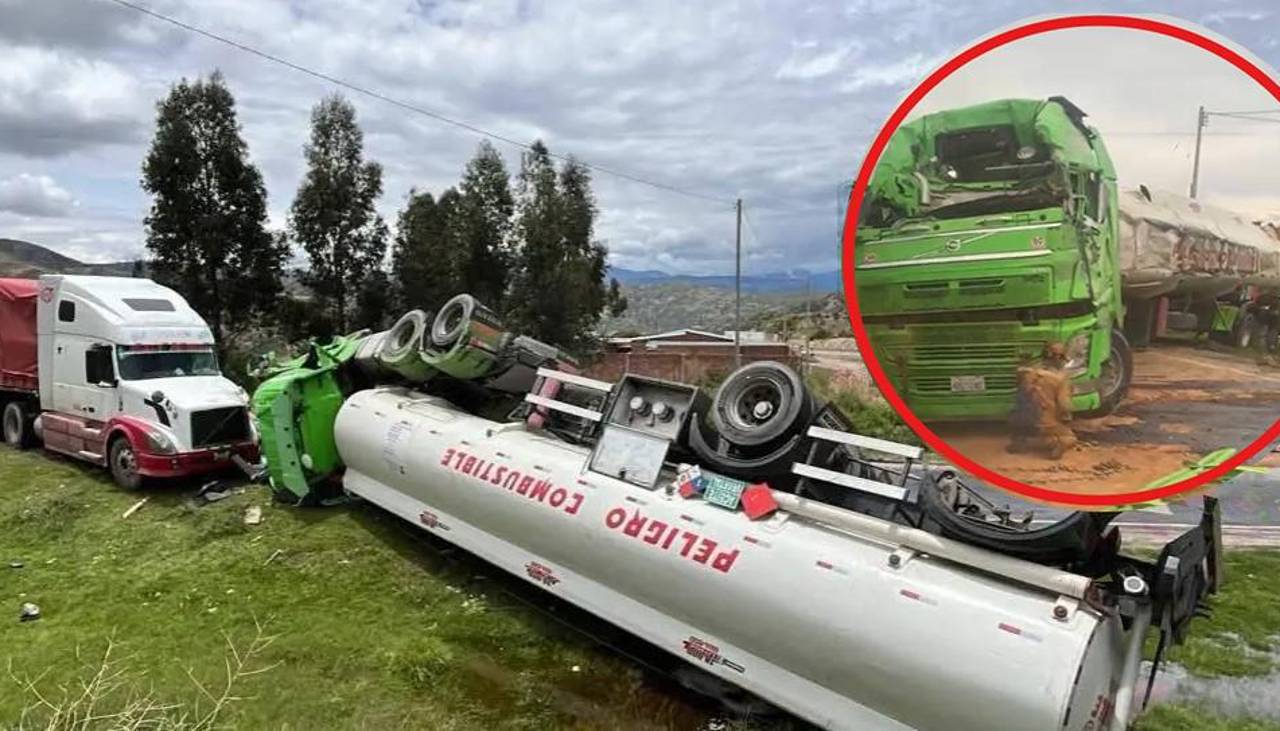 Video: Así quedó el carro cisterna que se volcó tras chocar contra otro vehículo en la ruta Cochabamba-Oruro