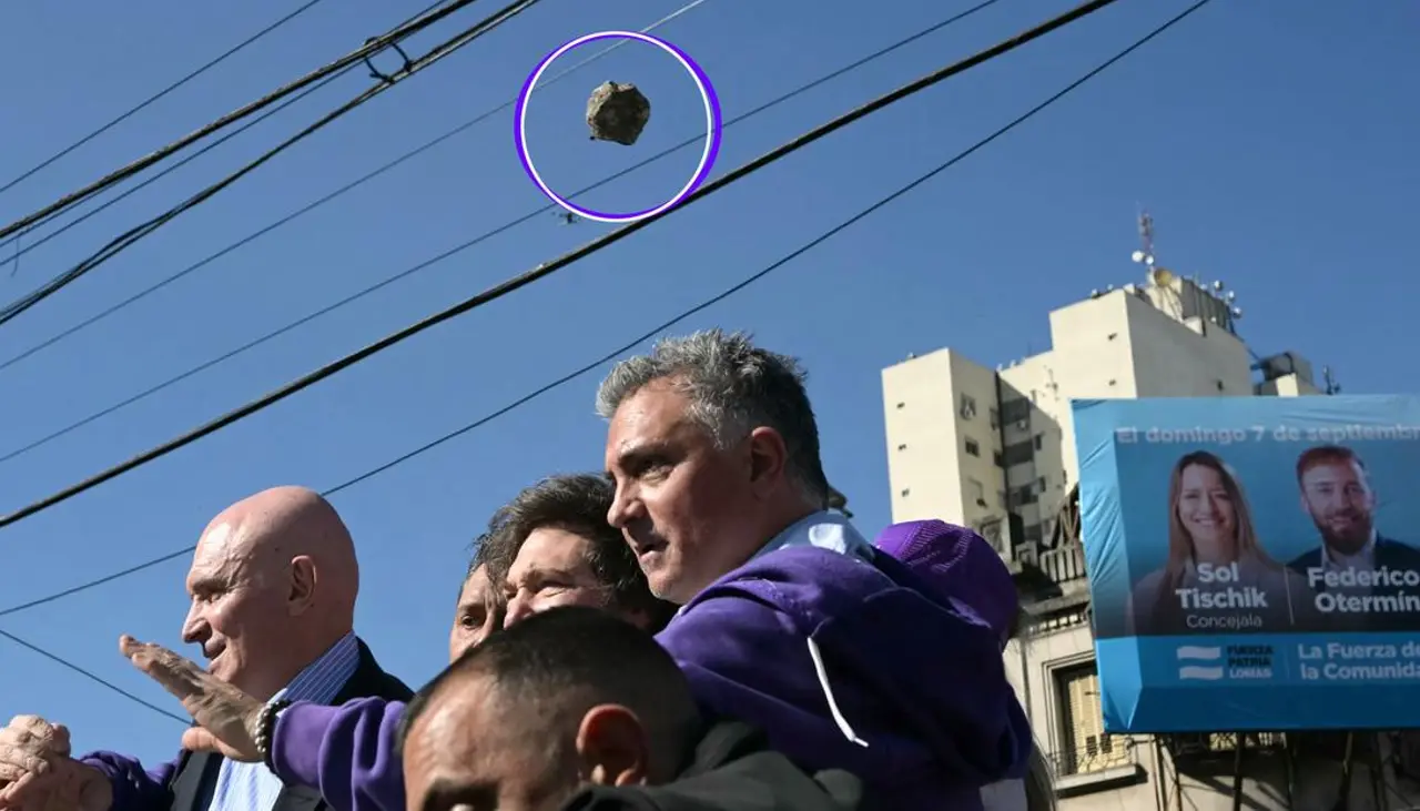 Milei atacado con piedras en acto de campaña en Argentina