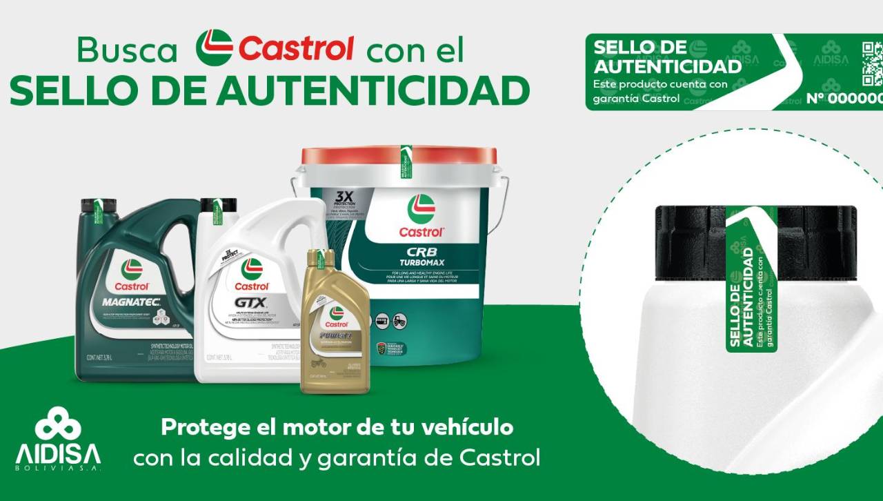 Nuevo precinto de seguridad para garantizar la autenticidad de los productos Castrol importados por Aidisa Bolivia