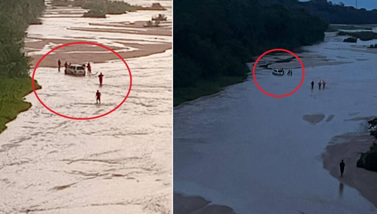 Lluvia en Santa Cruz: Rescatan a una familia cuyo vehículo quedó en medio del río Piraí