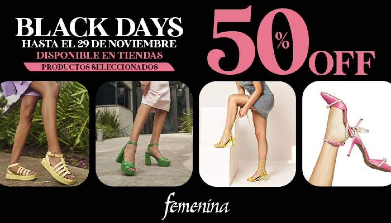 ¡Llegaron los Black Days a Femenina con un 50% de descuento! 