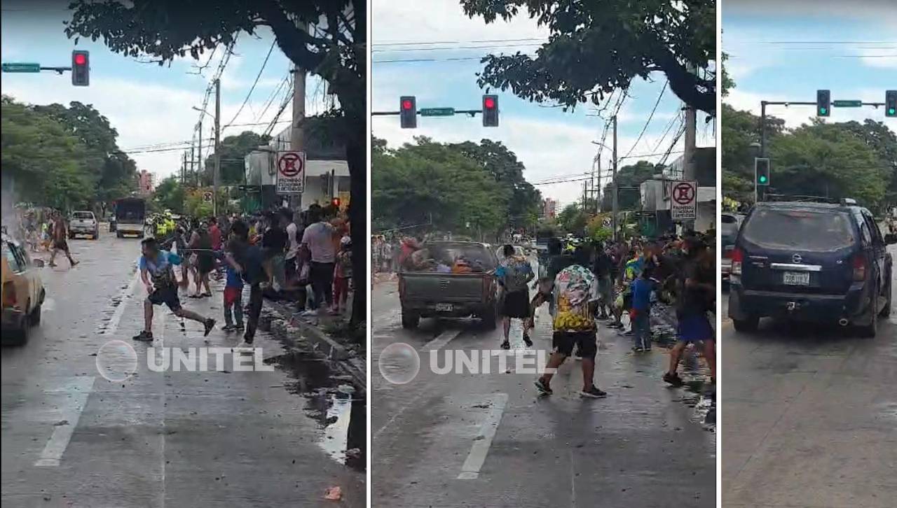 Carnaval: Reportan excesos y desmanes en el primer anillo de la calle Ballivián en Santa Cruz