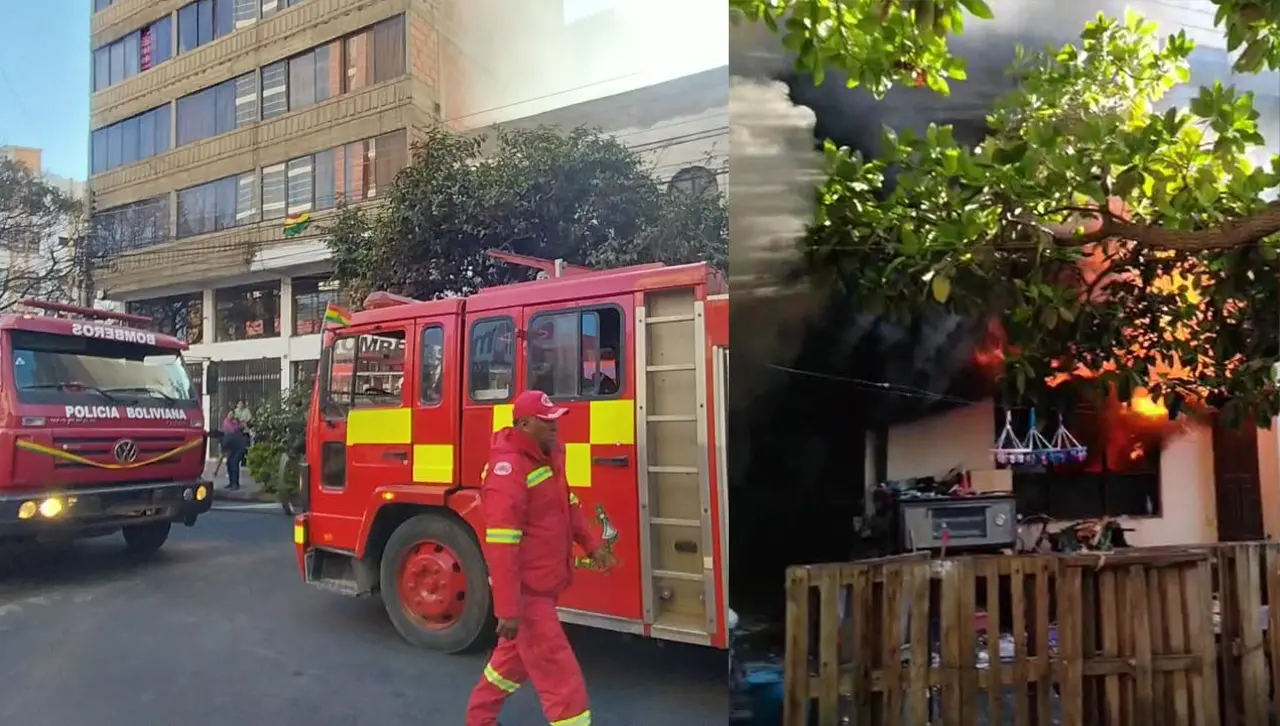 Voraz incendio al interior de una vivienda en Cochabamba movilizó a vecinos y bomberos