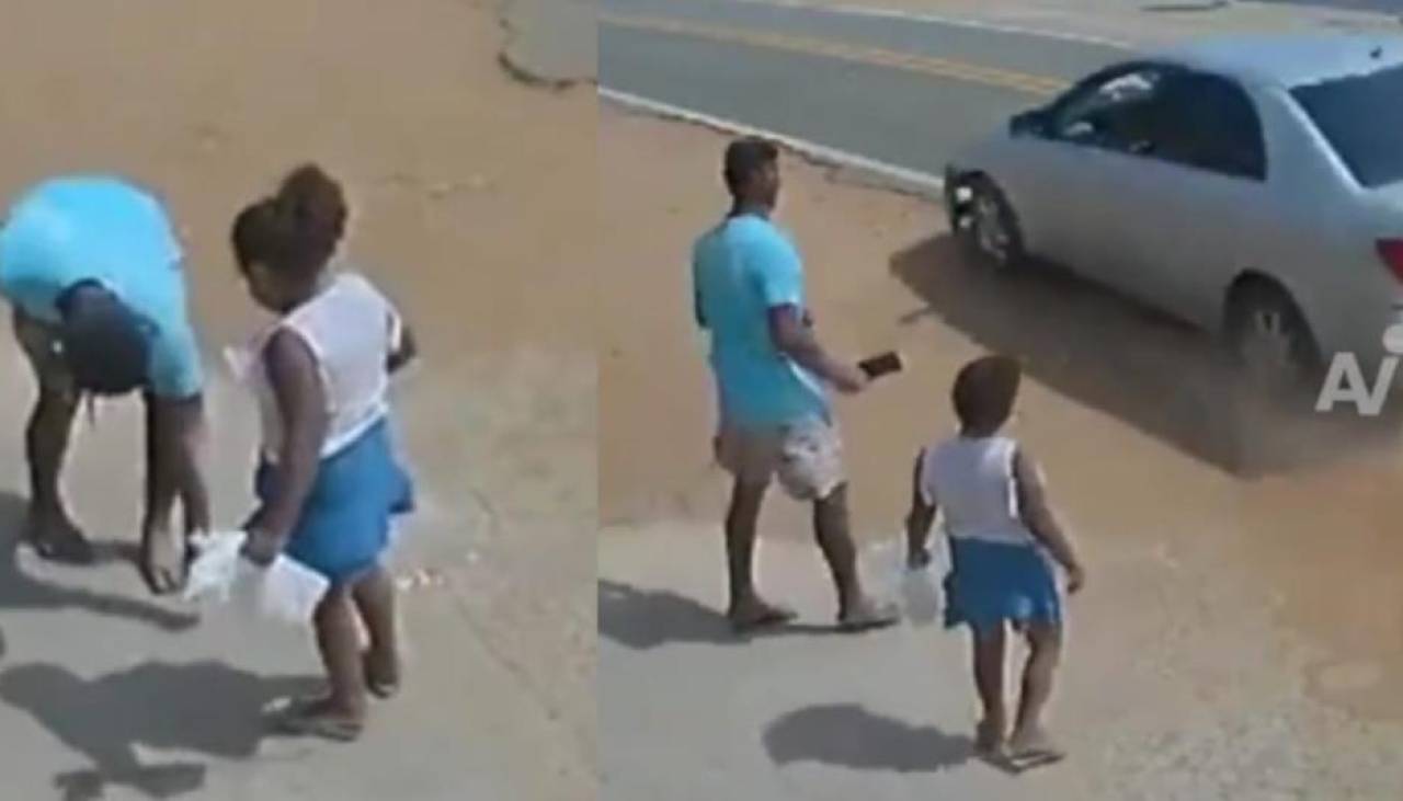 Video: Un padre y su hija se pararon a recoger una moneda del suelo y eso les salvó la vida