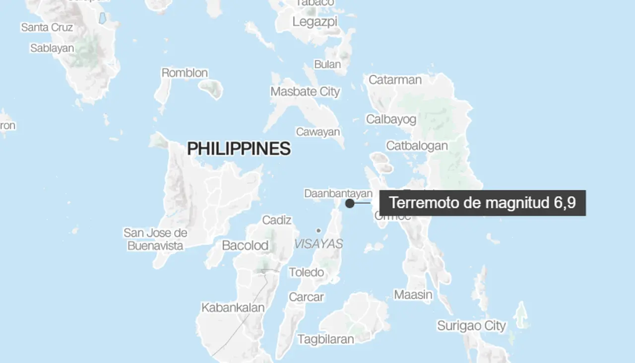 Un terremoto de magnitud 6,9 sacude el centro de Filipinas y desata la alerta por tsunami