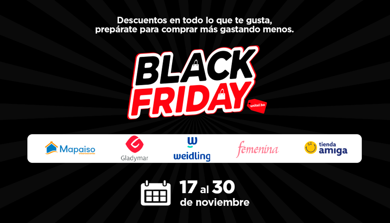 ¡Imperdibles! Descubre con Unitel.bo los mejores descuentos del Black Friday 2025 en Bolivia.