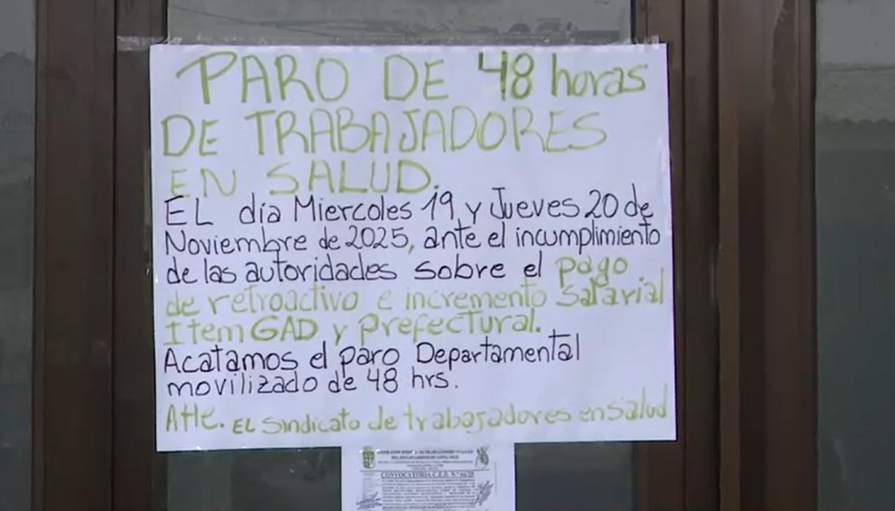 Trabajadores en salud acatan paro de 48 horas en todo el departamento cruceño
