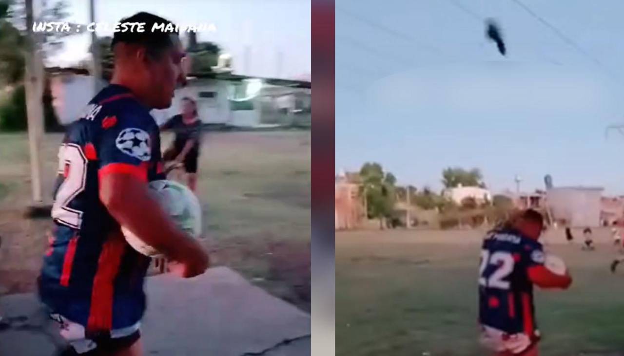 Video: Se fue a jugar fútbol pero no le dijo a su esposa que demostró puntería con ‘la chancla’