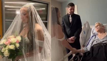 Novia celebra su boda en un hospital para que su padre enfermo estuviera presente 