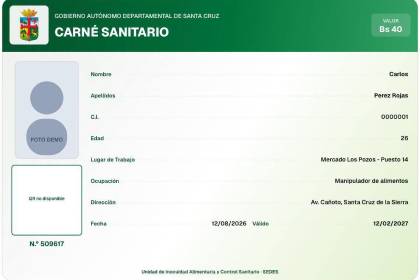 Digitalización en la Gobernación cruceña reduce de doce a cuatro los pasos para obtener el carnet sanitario 