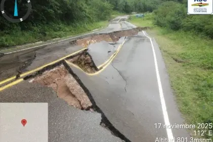 No hay tránsito en la ruta antigua Santa Cruz - Cochabamba por destrozos en la vía a causa de las lluvias