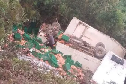 Camión que llevaba carga de pollo a La Paz vuelca tras buscar desvíos a causa de los bloqueos