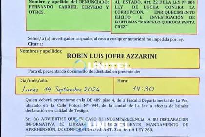 Fiscalía cita como testigo a Robin Jofre por el caso de enriquecimiento ilícito contra Cerimedo