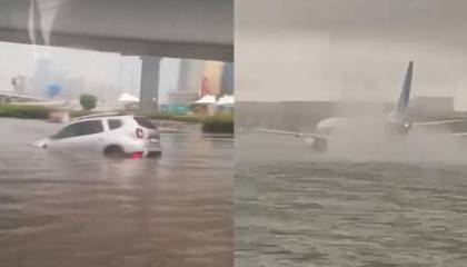 Las increíbles imágenes que deja la inundación en Dubái: aviones ‘navegando’ y centros comerciales anegados