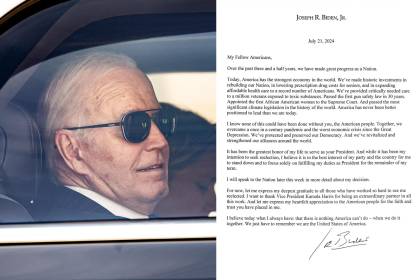 Lee la carta con la que Biden anunció su retirada de la carrera electoral en EEUU
