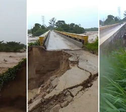 Santa Cruz: Colapsa la rampa de acceso al puente de Colpa Bélgica tras lluvias registradas este lunes